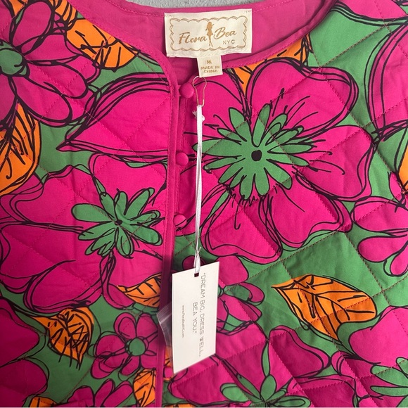Floral Bomber Jacket in Pink, Green, and Orange - Picture 6 of 9